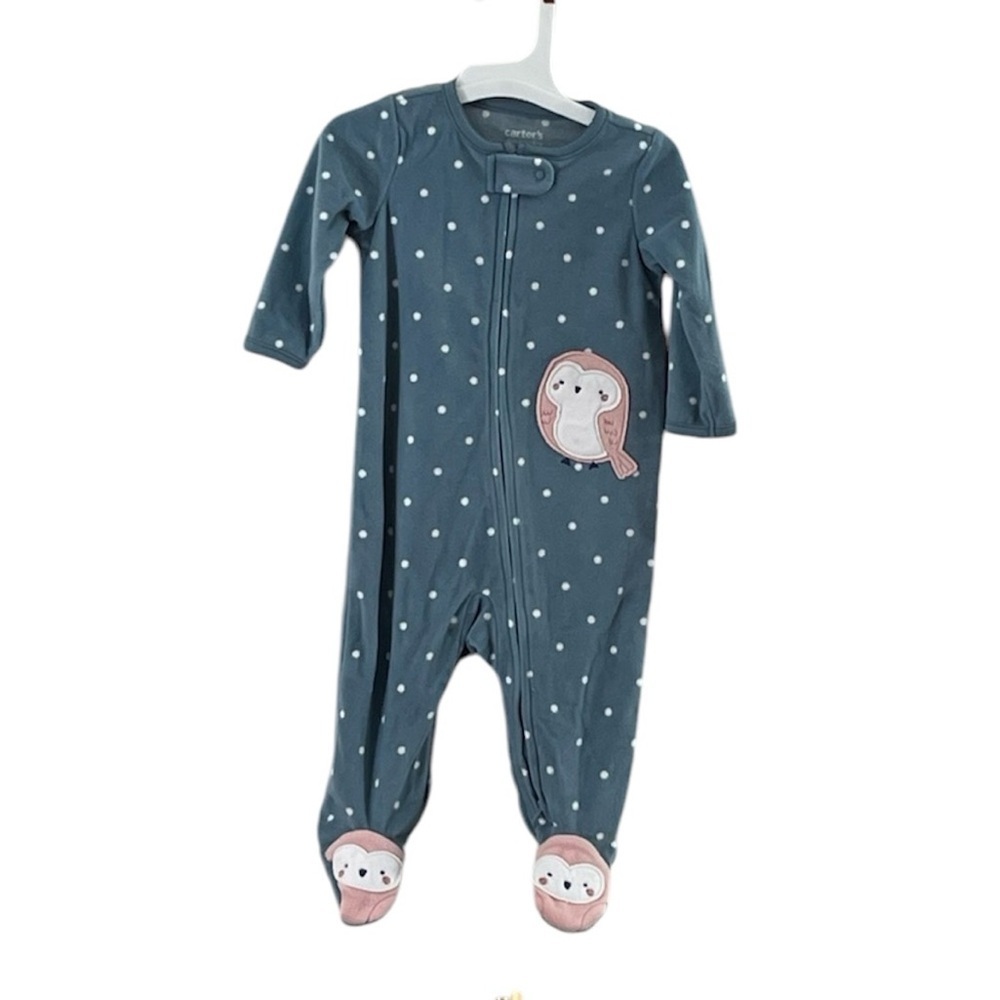 NWT Carter’s Fleece 6M Owl Polka‎ Dot Pajamas